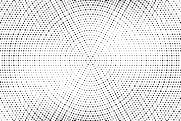Poster - Abstract radial halftone gradient background. Dotted concentric texture with fading effect. Black and white circle shade wallpaper. Monochrome dotted backdrop.