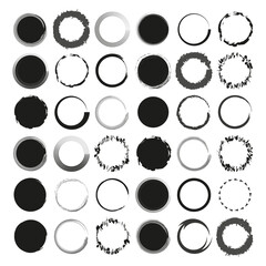 Wall Mural - Collection of circular designs. Set of round borders. Assorted circle frames. Abstract rings and loops. Vector illustration. EPS 10.