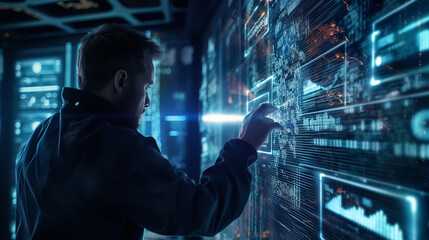 Poster - a man working on cyber security 