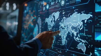 Poster - Protocols Using Interactive Digital World Map Interface. copy space for text.