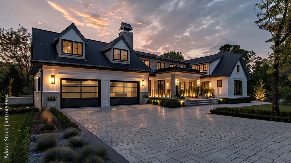 Cottage with Modern and luxurious garage with driveway and roller door ...