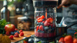 Fresh Healthy Breakfast Smoothie Preparation Photo - An individual blending fresh fruits and vegetables for a nutritious start to the day in a realistic concept