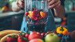 Healthy Breakfast Smoothie Preparation with Fresh Fruits and Vegetables - Photo Realistic Concept for Nutrition and Wellness