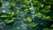 © Gohgah - Photo realistic scene of mangrove leaves floating on water, creating natural pathways and providing nutrients as they decompose - Photo Stock Concept