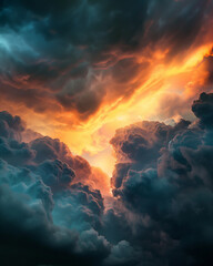 Poster - Dramatic storm clouds in the sunset sky. Sky background, nature background.