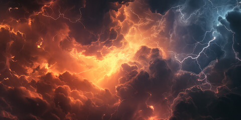 Poster - Dramatic storm clouds in the sunset sky. Sky background, nature background.