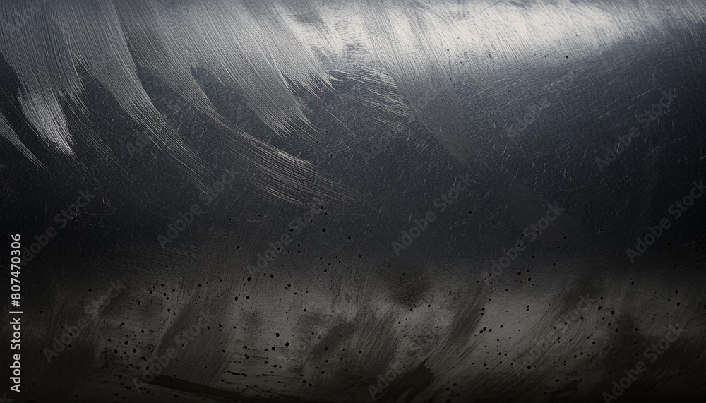 Luxury black metal gradient background with distressed metal plate texture.