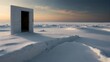 A sea of solid white, a lone door beckons with its silent promise ai_generated