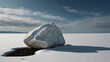 A sea of solid white, a lone stone stands, its presence both stark and enigmatic ai_generated