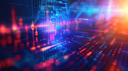 Stock and forex trading chart, digits and numbers. Binary data and digital code concept background