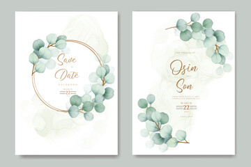 Canvas Print - Watercolor eucalyptus wedding invitation card