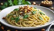 Aromatic Basil Pesto Coating Al Dente Spaghetti