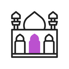 Wall Mural - Mosque icon duotone purple black ramadan illustration