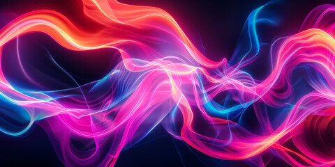 Poster - colorful, purple, blue glowing smokewaves, luminous abstract background