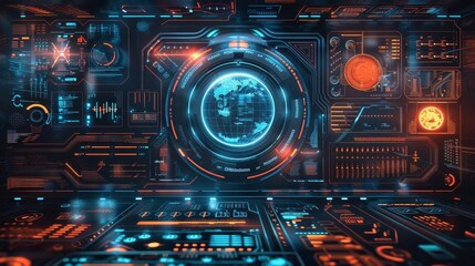 The image shows a control panel of spaceship with a lot of buttons, lights and screens.