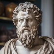 Detailed sculpture of a pensive ancient greek philosopher