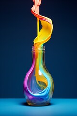 Wall Mural - Colorful glass vase with flowing liquid