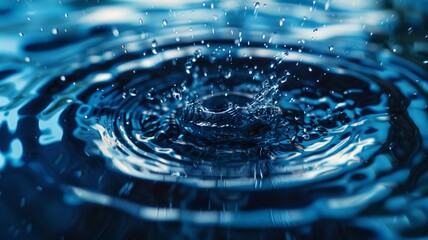 Wall Mural - Top view of shadow on pool water surface with a splash in the water. Beautiful abstract background concept banner.