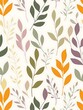 A seamless decorative background with pink, purple, orange, and gray leaves on a white base. Wallpaper design,presentations, banners, flyers, cover pages.