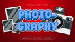 Red blue and gray grey photography 3d editable text effect - font style