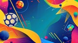Fototapeta  - Discover the vibrant, abstract geometric ornament in this sport background, perfect for a national sports day celebration, Sharpen banner with space for text