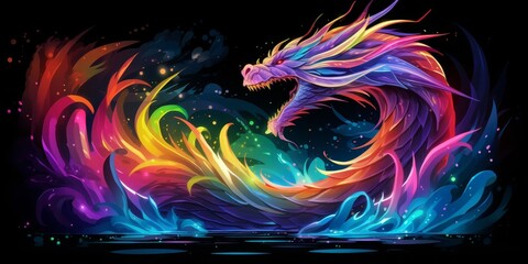  Vibrant fantasy dragon soaring through colorful cosmic landscape