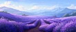 © JK_kyoto - Lavender fields on gentle slopes create a soothing, picturesque scene, Sharpen banner template with copy space on center
