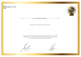 modern Gradient premium gold certificate template for achievement