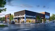© Naknakhone - Newly constructed retail and business building with awning, currently offering space for purchase or rental in a combined storefront and office setting. copy space for text.