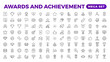 © artnazu - Reward icon set vector. Success icon, Contains icons prize, trophy, winner, gift, bonus card illustration.Set of Winner medal, cup and Laurel wreath award icons. Award line Reward, Certificate.