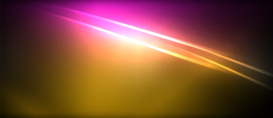 Poster - A vibrant purple and yellow lens flare is creating a stunning contrast against the deep darkness of the background, illuminating the sky with magenta and electric blue hues