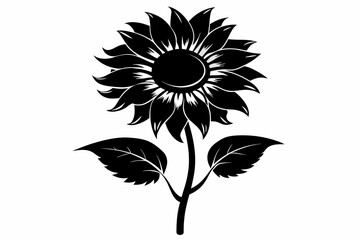 Wall Mural - sunflower isolated on white background, Vector illustration, silhouette, bird, icon, svg, characters, Holiday t shirt, Hand drawn trendy Vector illustration, Rose flower