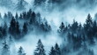 © mashimara - Seamless pattern. Misty blue forest with dense fog, perfect for mysterious or tranquil themes in visual storytelling.