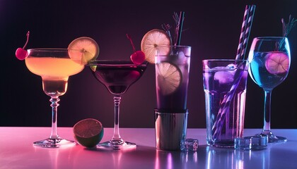 cocktails on the beach, two glasses of champagne and fireworks, watercolor illustration of drinks an