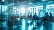 © LU - Blurred offices with people working behind glass walls