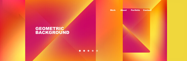 Colorful fluid gradient triangles and squares web site template. Vector Illustration For Wallpaper, Banner, Background, Card, Book Illustration, landing page