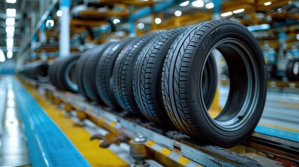 Wall Mural - An auto repair service center is changing a tire for a customer. Change tires and install tires with experts with a background in an industrial and efficient car care center.