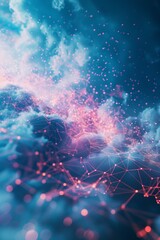 Poster - futuristic cloud computing network visualization.