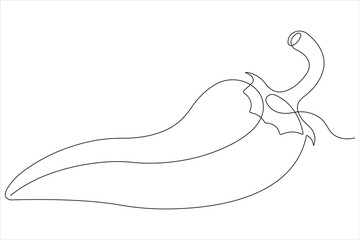 Wall Mural - Hot spice chili pepper in continuous one line art drawing of style vector illustration