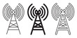 © FreenDesignstock - Radio tower icon set. Internet and mobile connection. Linear style. Signal set vector icons. Radio signals waves and light rays, radar, wifi, antenna and satellite signal symbols. 11:11