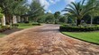 Durability and appearance for new home brick driveway with protective sealant 