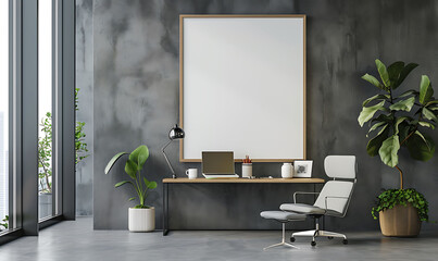 Aufkleber - stunning render showcasing minimalist style in a home office setting with a white frame mockup