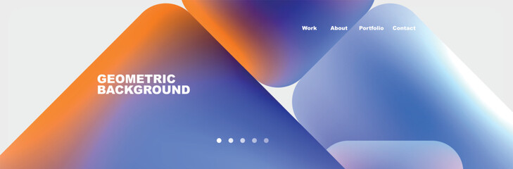 Poster - A techinspired geometric background featuring electric blue and orange triangles on a white backdrop, creating a modern and dynamic pattern reminiscent of graphics on a display device