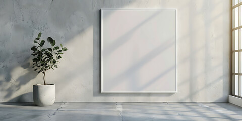 Aufkleber - tranquil haven in your home with a white frame mockup against a minimalist backdrop, radiating calmness