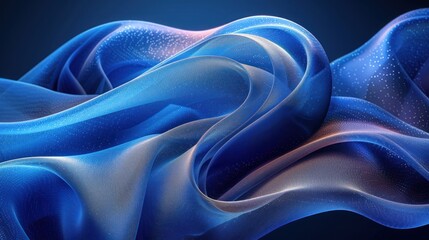 Poster - Blue and White Wavy Lines Background