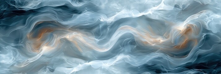 Poster - Abstract Painting of Blue and Orange Waves