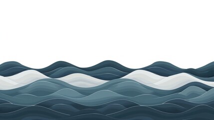 Poster - Blue and White Wave Pattern on White Background