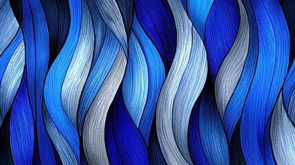 Poster - Blue and White Wavy Lines