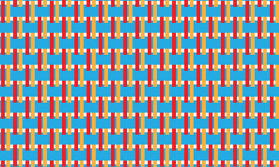 Poster - abstract simple blue red orange bold line pattern art.