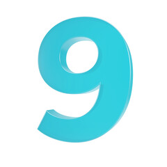 Sticker - Number 9,  3D with transparent background